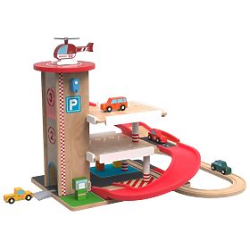 2Kids Toys Holzgarage mit Eisenbahn