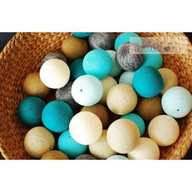 Baumwolle leuchtend LED Kügelchen Cotton Balls - türkis