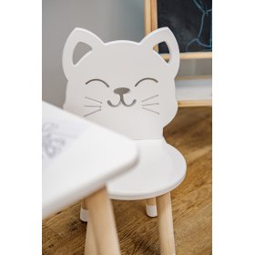 Kindertisch mit Stühlen - Katze - weiß