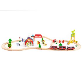 Holzbahngleis mit Batteriezug, EcoToys