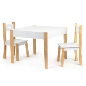 Kindertisch aus Holz mit Stühlen Natur