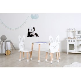 Kindertisch mit Stühlen - Hase - weiß