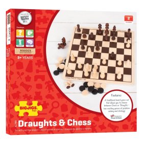 Bigjigs Toys Schach und Dame aus Holz, Bigjigs Toys