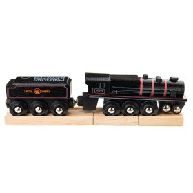 Bigjigs Rail Holzreplik der schwarzen 5-motorigen Lokomotive