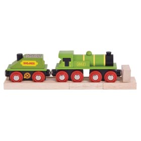 Bigjigs Rail Green Lokomotive mit Tender + 3 Gleise, Bigjigs Rail