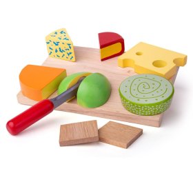 Bigjigs Toys Set aus Holzkäse auf einem Teller