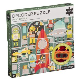 Petit Collage Puzzle Roboter 100 Stück mit 3D-Brille