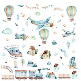Wandaufkleber - Flugzeuge und Luftballons