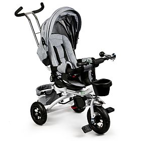 360° drehbares Dreirad Grau Delux mit Baldachin ECOTOYS, EcoToys
