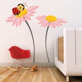 Wandaufkleber Deluxe - Marienkäfer auf der Blume, Housedecor