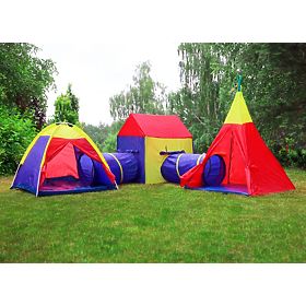5-in-1 Kinderspielzelt-Set Haus + Tunnel IPLAY