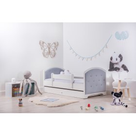 Polsterbett Luna mit Rausfallschutz - hellgrau, BabyBoo