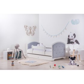 Polsterbett Luna mit Barriere – hellgrau, BabyBoo