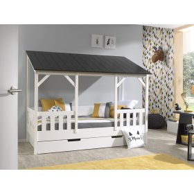 Kinderbett Hausbett Charlotte - schwarz, VIPACK FURNITURE