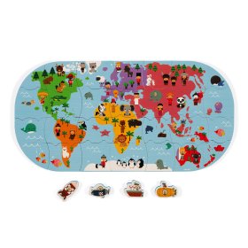 Janod Wasserspielzeug-Puzzle Weltkarte 28-tlg