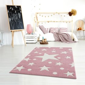 Kinder Teppich Sterne - rosa und weiß, LIVONE