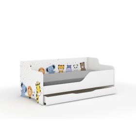 Kinderbett mit Rückwand LILU 160 x 80 cm - ZOO, Wooden Toys