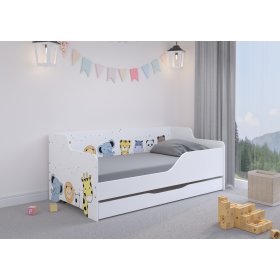 Kinderbett mit Rückwand LILU 160 x 80 cm - ZOO, Wooden Toys