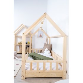 Kinderhausbett mit Barriere Tea - natur