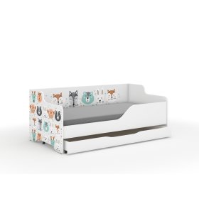 Babybett mit Rücken LILU 160 x 80 cm - Tiere, Wooden Toys