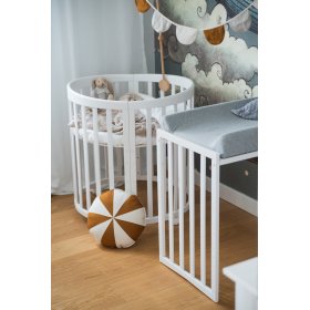 Ovales mitwachsendes Babybett Ruby 7in1 - weiß, Waldin