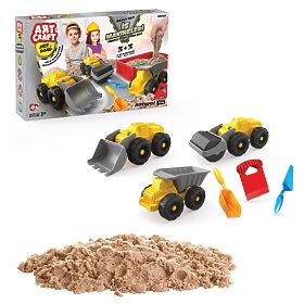 ART CRAFT Set aus kinetischem Sand mit Baufahrzeugen
