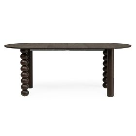 Ausziehbarer Tisch Bolla 140-200 cm, Eichenfurnier, Nussbaum, dekoratives Bein mit Kugeln, ovaler Ti