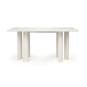 Ausziehbarer Tisch Loa 140-200 cm, Buchfurnier, kaschmirfarben, Buchenholz, abgerundet