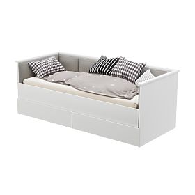 Ausziehbares Bett HELIOS mit gepolsterten Paneelen grau 200x80/200x160