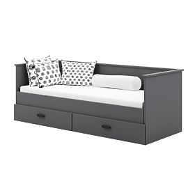 Ausziehbares Bett HELIOS mit zwei Schubladen grau ohne Matratzen 200x80/200x160