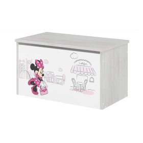 Holzkiste für Disney-Spielzeug - Minnie Mouse in Paris - Norwegisches Kieferndekor