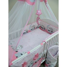 Baby-Bettwäsche-Set 120x90cm LÄMMCHEN - pink, Ankras