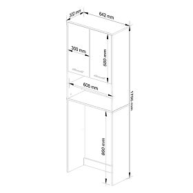 Badezimmerschrank FIN über Waschmaschine - Weiß-Cappuccino Glanz - 2 Türen