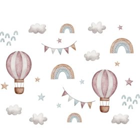 Wandaufkleber - Luftballons und Wolken