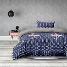 Bettwäsche BASIC - AMELIAHOME Farbe Dunkelblau mit Tiermotivdruck moderner Stil 155x220*2+80
