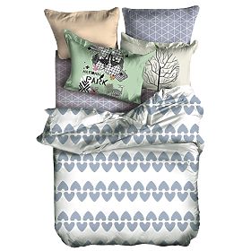 Bettwäsche BASIC Farbe Grau mit geometrischem Druckmotiv 155x220_80x80*1 DecoKing
