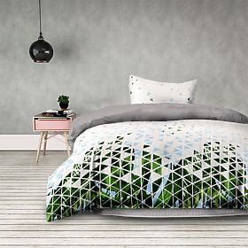 Bettwäsche BASIC grün mit pflanzlichem Druckmotiv im modernen Stil 155x220*2+80x80*2 AmeliaHome