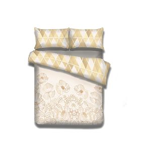 Bettwäsche SNUGGY gelb mit Blumenmotiv 155x220*2+80x80*2 AmeliaHome