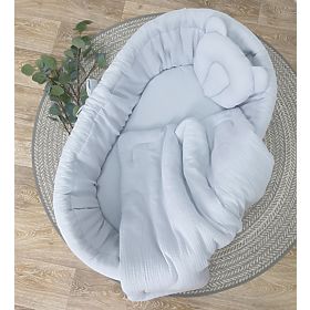 Bettwäsche-Set für Weidenkinderbett - Grau