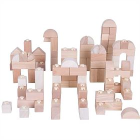 Bigjigs Baby Verbindungswürfel aus Holz - Natur Set mit 100 Stück