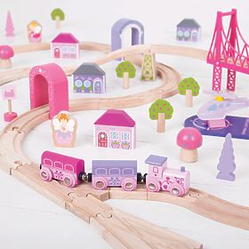 Bigjigs Rail Große Prinzessinnen-Eisenbahnschiene aus Holz
