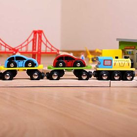 Bigjigs Rail Güterzug mit Waggons und Gleisen