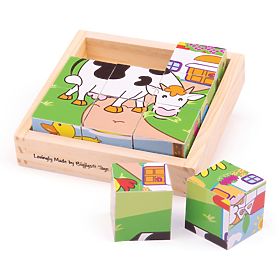 Bigjigs Toys Bildwürfel Kubus Tiere 9 Würfel, Bigjigs Toys