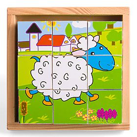 Bigjigs Toys Bildwürfel Kubus Tiere 9 Würfel, Bigjigs Toys