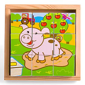 Bigjigs Toys Bildwürfel Kubus Tiere 9 Würfel, Bigjigs Toys