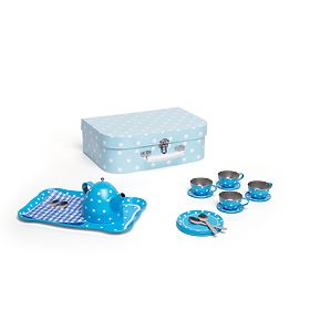 Bigjigs Toys Blaues gepunktetes Tee-Set