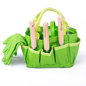 Bigjigs Toys Gartenwerkzeugset in Leinentasche grün
