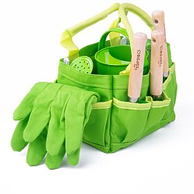 Bigjigs Toys Gartenwerkzeugset in Leinentasche grün
