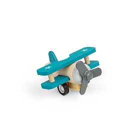 Bigjigs Toys Holz-Aufziehflugzeug Doppeldecker blau, Bigjigs Toys