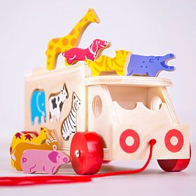 Bigjigs Toys Holzauto mit Tieren